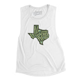 Texas Golf Course Map Women's Flowey Scoopneck Muscle Tank-White-Allegiant Goods Co. Vintage Sports Apparel