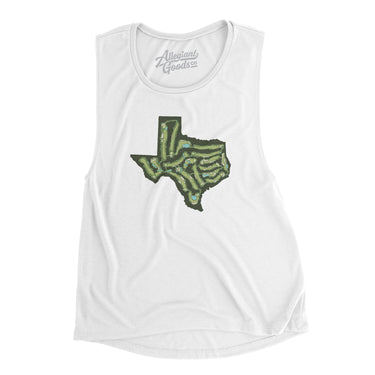 Texas Golf Course Map Women's Flowey Scoopneck Muscle Tank-White-Allegiant Goods Co. Vintage Sports Apparel