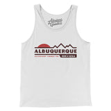 Albuquerque Mountain Sunset Men/Unisex Tank Top-White-Allegiant Goods Co. Vintage Sports Apparel