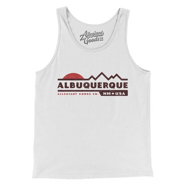 Albuquerque Mountain Sunset Men/Unisex Tank Top-White-Allegiant Goods Co. Vintage Sports Apparel