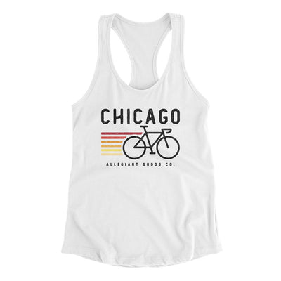 Chicago Cycling Women's Racerback Tank-White-Allegiant Goods Co. Vintage Sports Apparel