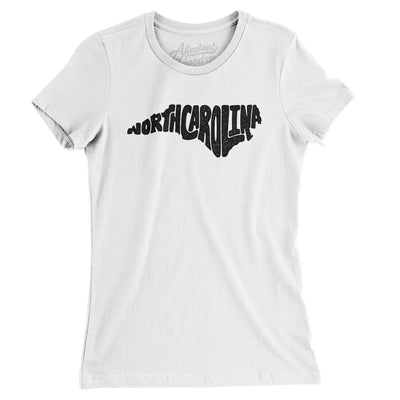 North Carolina State Shape Text Women's T-Shirt-White-Allegiant Goods Co. Vintage Sports Apparel