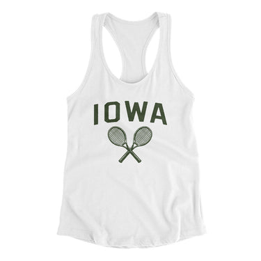 Iowa Tennis Women's Racerback Tank-White-Allegiant Goods Co. Vintage Sports Apparel