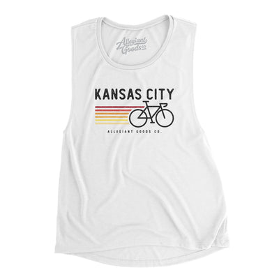 Kansas City Cycling Women's Flowey Scoopneck Muscle Tank-White-Allegiant Goods Co. Vintage Sports Apparel