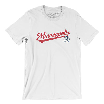 Minneapolis Vintage Script Men/Unisex T-Shirt-White-Allegiant Goods Co. Vintage Sports Apparel