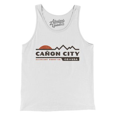 Cañon City Mountain Sunset Men/Unisex Tank Top-White-Allegiant Goods Co. Vintage Sports Apparel