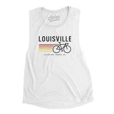 Louisville Cycling Women's Flowey Scoopneck Muscle Tank-White-Allegiant Goods Co. Vintage Sports Apparel