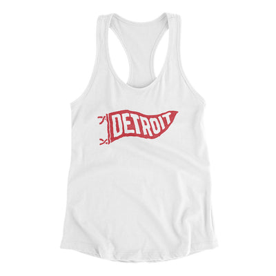 Detroit Pennant Women's Racerback Tank-White-Allegiant Goods Co. Vintage Sports Apparel