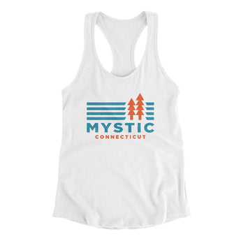 Mystic Connecticut Women's Racerback Tank-White-Allegiant Goods Co. Vintage Sports Apparel