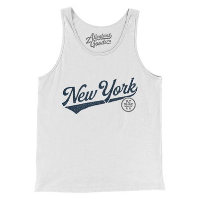 New York Vintage Script Men/Unisex Tank Top-White-Allegiant Goods Co. Vintage Sports Apparel