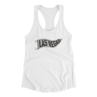 Las Vegas Pennant Women's Racerback Tank-White-Allegiant Goods Co. Vintage Sports Apparel