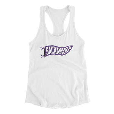 Sacramento Pennant Women's Racerback Tank-White-Allegiant Goods Co. Vintage Sports Apparel