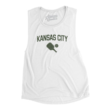 Kansas City Pickleball Women's Flowey Scoopneck Muscle Tank-White-Allegiant Goods Co. Vintage Sports Apparel