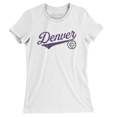 Denver Vintage Script Women's T-Shirt-White-Allegiant Goods Co. Vintage Sports Apparel