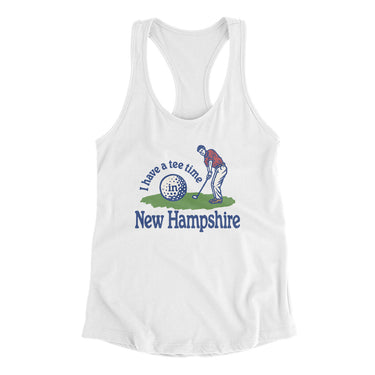 I Have A Tee Time In New Hampshire Women's Racerback Tank-White-Allegiant Goods Co. Vintage Sports Apparel