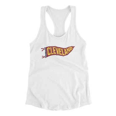Cleveland Pennant Women's Racerback Tank-White-Allegiant Goods Co. Vintage Sports Apparel