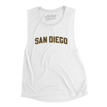 San Diego Varsity Women's Flowey Scoopneck Muscle Tank-White-Allegiant Goods Co. Vintage Sports Apparel
