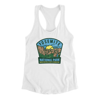 Yosemite National Park Badge Women's Racerback Tank-White-Allegiant Goods Co. Vintage Sports Apparel