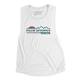 Palm Springs Mountain Sunset Women's Flowey Scoopneck Muscle Tank-White-Allegiant Goods Co. Vintage Sports Apparel