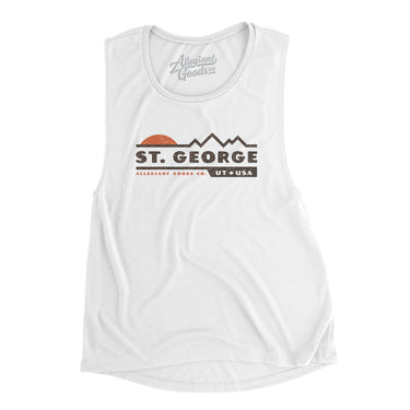 St. George Mountain Sunset Women's Flowey Scoopneck Muscle Tank-White-Allegiant Goods Co. Vintage Sports Apparel