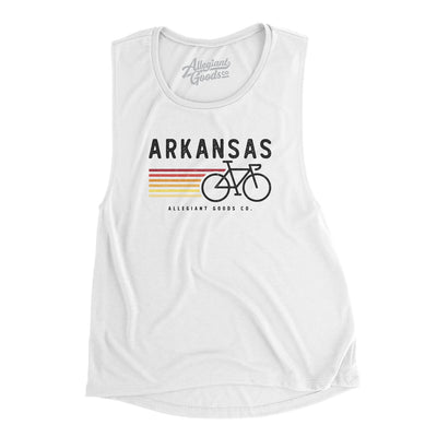 Arkansas Cycling Women's Flowey Scoopneck Muscle Tank-White-Allegiant Goods Co. Vintage Sports Apparel