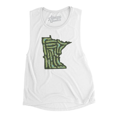 Minnesota Golf Course Women's Flowey Scoopneck Muscle Tank-White-Allegiant Goods Co. Vintage Sports Apparel