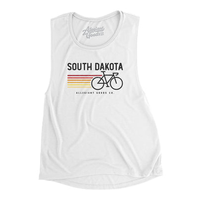 South Dakota Cycling Women's Flowey Scoopneck Muscle Tank-White-Allegiant Goods Co. Vintage Sports Apparel