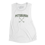 Pittsburgh Golf Women's Flowey Scoopneck Muscle Tank-White-Allegiant Goods Co. Vintage Sports Apparel