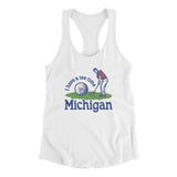 I Have A Tee Time In Michigan Women's Racerback Tank-White-Allegiant Goods Co. Vintage Sports Apparel