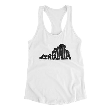 Virginia State Shape Text Women's Racerback Tank-White-Allegiant Goods Co. Vintage Sports Apparel