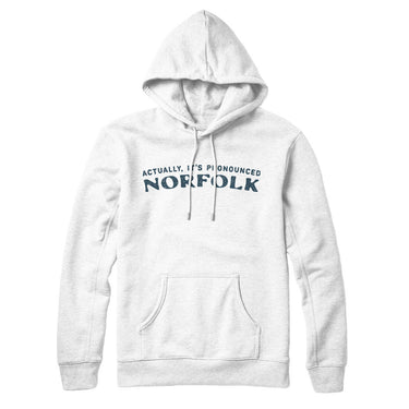 Actually It's Pronounced Norfolk Hoodie-White-Allegiant Goods Co. Vintage Sports Apparel