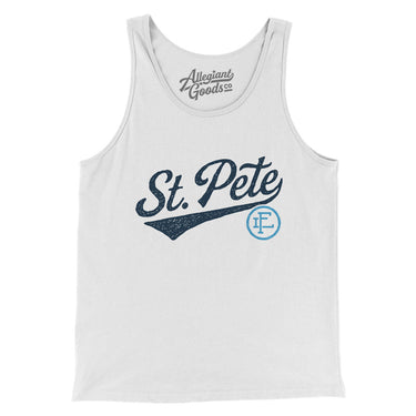 St Pete Vintage Script Men/Unisex Tank Top-White-Allegiant Goods Co. Vintage Sports Apparel