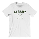 Albany Golf Men/Unisex T-Shirt-White-Allegiant Goods Co. Vintage Sports Apparel