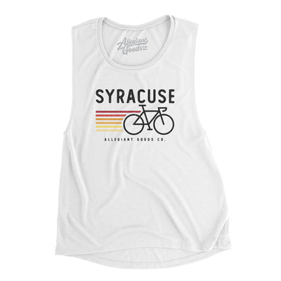 Syracuse Cycling Women's Flowey Scoopneck Muscle Tank-White-Allegiant Goods Co. Vintage Sports Apparel