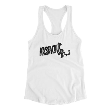 Massachusetts State Shape Text Women's Racerback Tank-Allegiant Goods Co. Vintage Sports Apparel