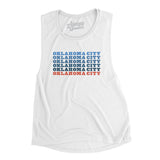 Oklahoma City Repeat Women's Flowey Scoopneck Muscle Tank-White-Allegiant Goods Co. Vintage Sports Apparel