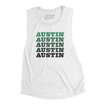 Austin Repeat Women's Flowey Scoopneck Muscle Tank-White-Allegiant Goods Co. Vintage Sports Apparel