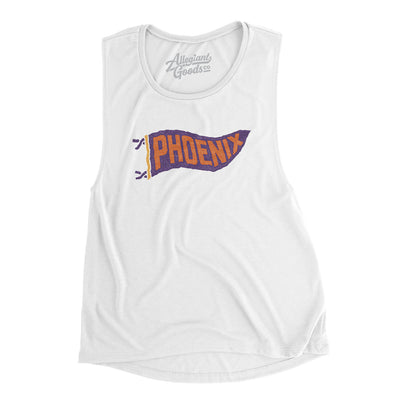 Phoenix Pennant Women's Flowey Scoopneck Muscle Tank-White-Allegiant Goods Co. Vintage Sports Apparel