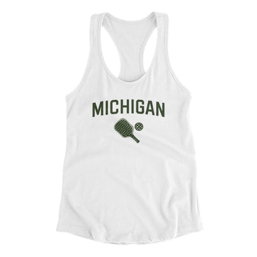 Michigan Pickleball Women's Racerback Tank-White-Allegiant Goods Co. Vintage Sports Apparel