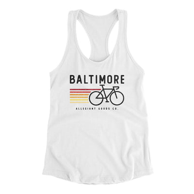 Baltimore Cycling Women's Racerback Tank-White-Allegiant Goods Co. Vintage Sports Apparel