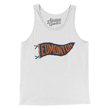 Edmonton Pennant Men/Unisex Tank Top-White-Allegiant Goods Co. Vintage Sports Apparel
