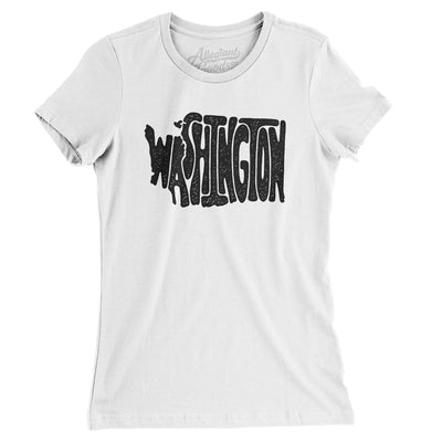 Washington State Shape Text Women's T-Shirt-White-Allegiant Goods Co. Vintage Sports Apparel