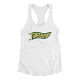 Green Bay Pennant Women's Racerback Tank-White-Allegiant Goods Co. Vintage Sports Apparel