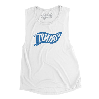 Toronto Pennant Women's Flowey Scoopneck Muscle Tank-White-Allegiant Goods Co. Vintage Sports Apparel
