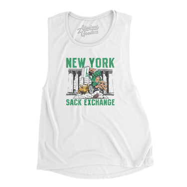 New York Sack Exchange Women's Flowey Scoopneck Muscle Tank-White-Allegiant Goods Co. Vintage Sports Apparel