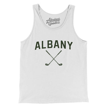 Albany Golf Men/Unisex Tank Top-White-Allegiant Goods Co. Vintage Sports Apparel