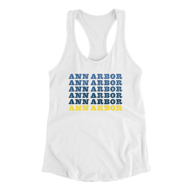Ann Arbor Repeat Women's Racerback Tank-White-Allegiant Goods Co. Vintage Sports Apparel