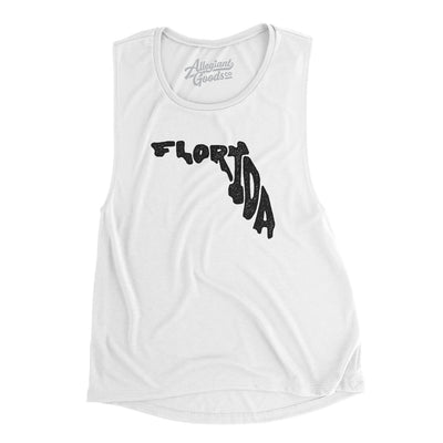Florida State Shape Text Women's Flowey Scoopneck Muscle Tank-White-Allegiant Goods Co. Vintage Sports Apparel