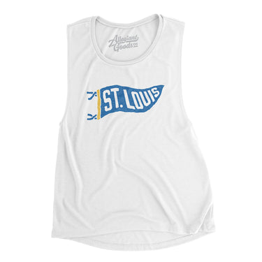 St Louis Pennant Women's Flowey Scoopneck Muscle Tank-White-Allegiant Goods Co. Vintage Sports Apparel