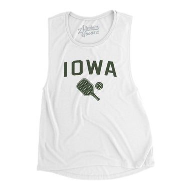 Iowa Pickleball Women's Flowey Scoopneck Muscle Tank-White-Allegiant Goods Co. Vintage Sports Apparel